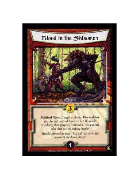 Blood In The Shinomen  - Political Open: Target a player. Personalities you do not control have +1F/+1C while attacking that pla