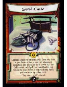 Scroll Cache  - Limited: Attach one or more Spells from your hand to your Personalities, obeying all restrictions and paying all