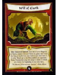 Will of Earth - Kiho Elemental Limited: Bow one of your Shugenja or Monks, remove this card from the game, and reveal the Ring