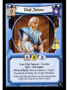 Doji Jotaro - Crane Clan Samurai. Taisa. First Legion. Courtier Political Battle: Bow Jotaro to dishonor a Human Personality at