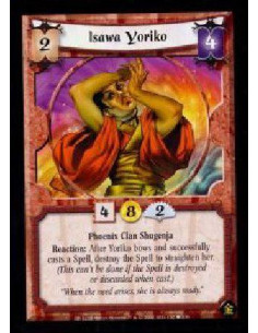 Isawa Yoriko - Phoenix Clan Shugenja Reaction: After Yoriko bows and successfully casts a Spell, destroy that Spell to straight