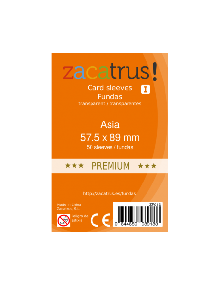 Fundas Zacatrus Asia Premium (57,5 mm x 89 mm) (55 uds)  - 13255 fundas gruesas tamaño 57.5x89 milímetros