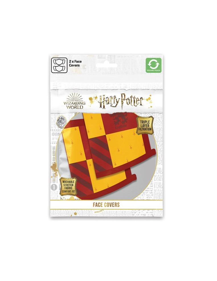 Pack 2 x Mascarilla reutilizable Gryffindor. Harry Potter  - Paquete con 2 mascarillas reutilizables para Adultos