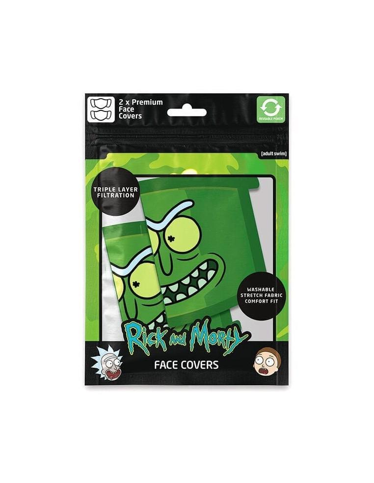 Pack 2 x Mascarilla reutilizable Pepinillo Rick. Rick y Morty  - Contiene 2 mascarillas reutilizables para Adulto