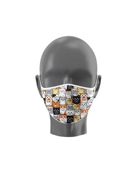 Mascarilla estampado Gatos  - Contiene 1 mascarilla reutilizable de estampado de gatos