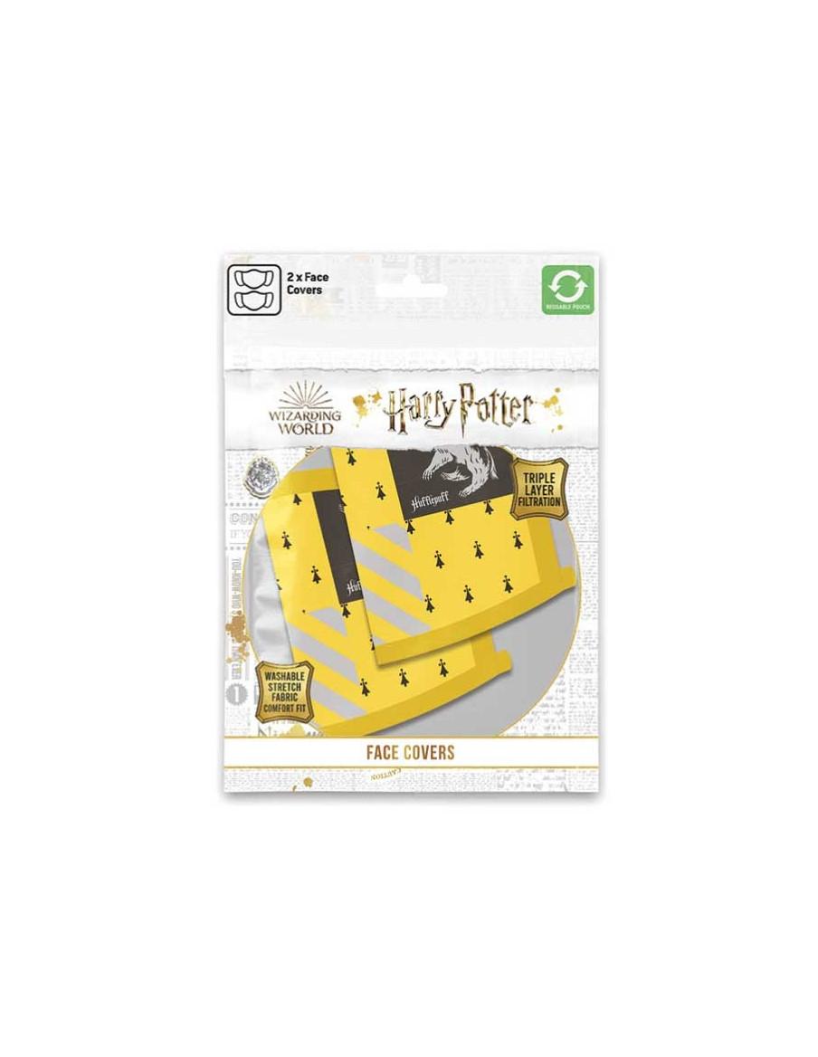 Pack 2 x Mascarilla reutilizable Hufflepuff. Harry Potter  - Paquete con 2 mascarillas reutilizables para Adultos