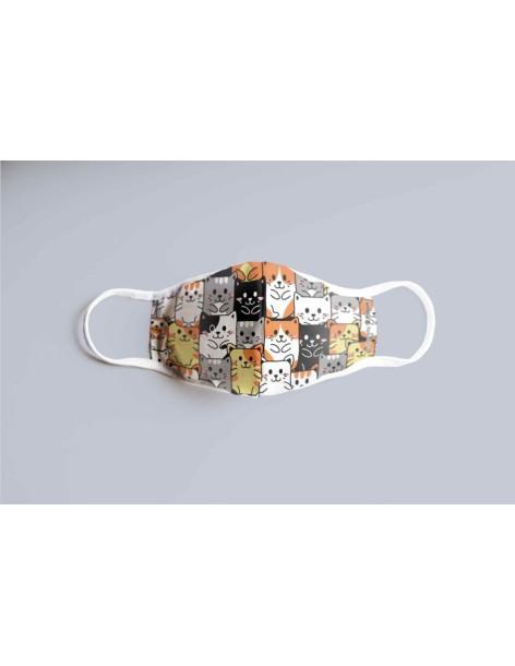 Mascarilla estampado Gatos (tamaño infantil)  -