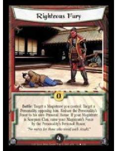 Righteous Fury  - Battle: Target a Magistrate you control: Target a Personality opposing him. Reduce the Personality's Force to 