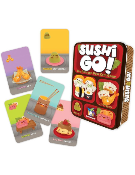 Sushi Go  - 1Este juego contiene 108 cartas y le corresponden las «fundas USA 56x87mm»