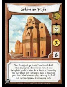 Shiro no Yojin (Español)  - Your Stronghold produces 2 additional Gold when paying for a Follower or Item. If your Stronghold pr