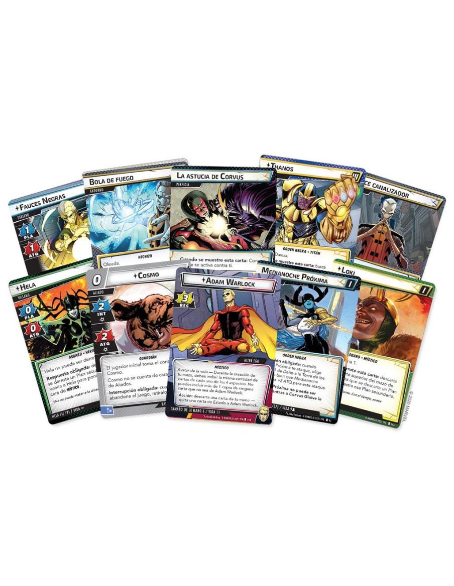 Marvel Champions. LCG: La Sombra del Titán Loco (Español)  - CONTENIDO 268 cartas (97 cartas  de Jugador, 19 cartas de Villano y
