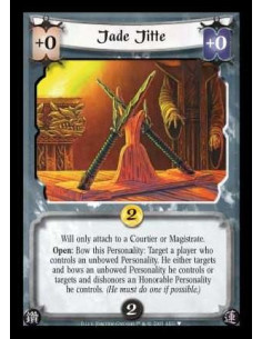 Jade Jitte - Will only attach to a Courtier or Magistrate. Open: Bow this Personality: Target a player who controls an unbowed