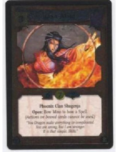 Isawa Mino  - Phoenix Clan Shugenja Open: Bow Mino to bow a Spell. (Actions on bowed cards cannot be used.)