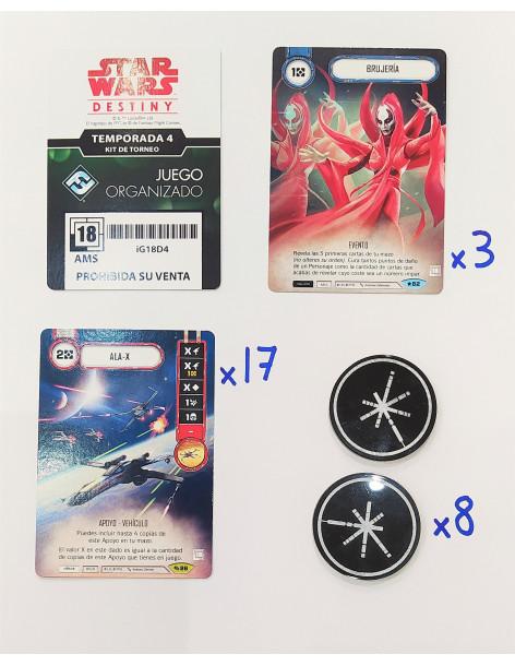 Star Wars Destiny Kit de Torneo - Temporada 4 (Español)  - Kit de Torneo de la Temporada 4 Contenido: 17 Cartas básicas: "Ala X"