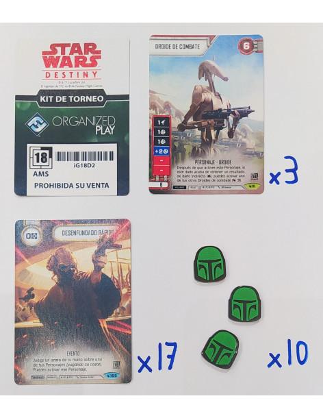 Star Wars Destiny Kit de Torneo - iG18D2 (Español)  - Kit de Torneo de la Temporada 4 Contenido: 17 Cartas básicas: "Desenfundad