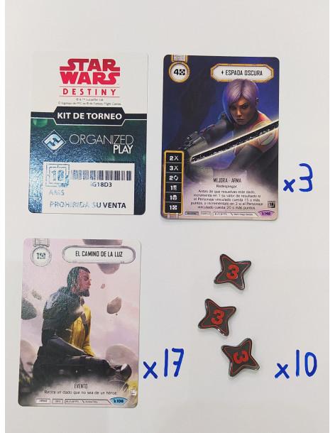 Star Wars Destiny Kit de Torneo - iG18D3 (Español)  - Kit de Torneo Contenido: 17 Cartas básicas: "El Camino de la Luz" 3 cartas