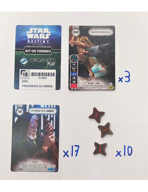 Star Wars Destiny Kit de Torneo - iG18D1 (Español)  - Kit de Torneo Contenido: 17 Cartas básicas: "La Fuerza está conmigo" 3 car