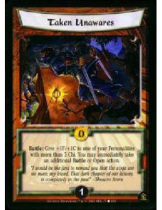 Taken Unawares  - Battle: Give +1F/+1C to one of your Personalities with more than 3 Chi. You may immediately take an additional