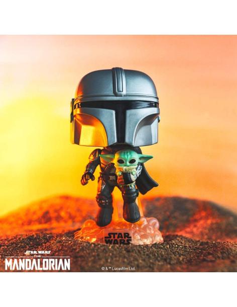 Funko Pop. The Mandalorian Volando Jet Pack y Baby Yoda. Mandalorian.  -  2