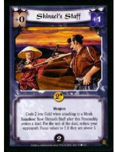 Shinsei's Staff  - Costs 2 less gold when attaching to a monk. Reaction: Bow Shinsei's Staff after this Personality enters a due