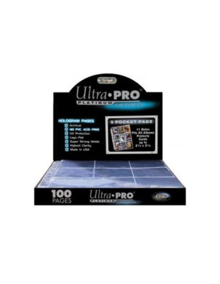 Caja de Hojas de Archivador 9 Bolsillos Ultra Pro Platinum (100)  - 5Caja de 100 hojas de 9 bolsillos para proteger tus cartas a