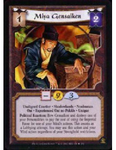 Miya Gensaiken Exp FOIL  - Unaligned Coutier * Shadowlands * Nonhuman * Oni * Experienced Oni no Pekkle * Unique Political React