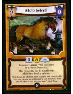 Moto Steed  - Creature * Cavalry * Will only attach to a Human Personality. This Personality gains Cavalry while Moto Steed is u