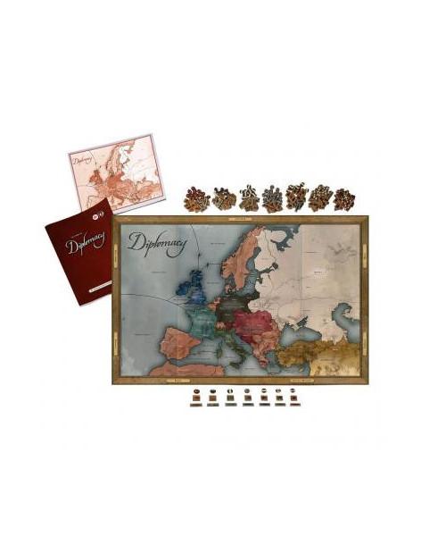 Diplomacy  - CONTENIDO 1 tablero • 5 peones de Viajero • 5 indicadores de Puntuación • 5 fichas de Jugador • 50 Monedas • 10 pie 2