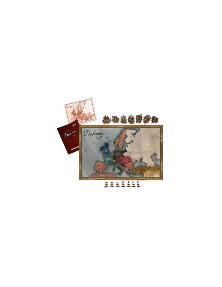 Diplomacy  - CONTENIDO 1 tablero • 5 peones de Viajero • 5 indicadores de Puntuación • 5 fichas de Jugador • 50 Monedas • 10 pie