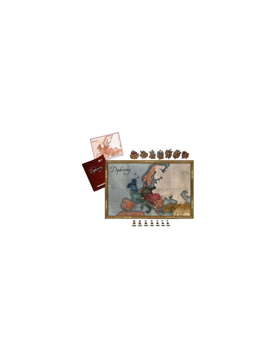 Diplomacy  - CONTENIDO 1 tablero • 5 peones de Viajero • 5 indicadores de Puntuación • 5 fichas de Jugador • 50 Monedas • 10 pie