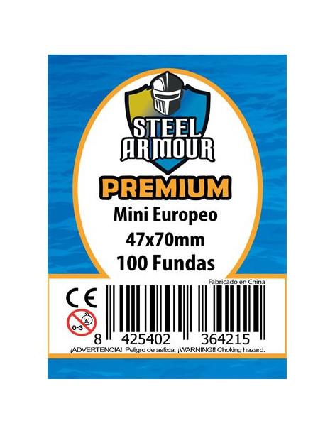Fundas Steel Armour Mini Euro (45x68) Premium (100)  - Fundas Mini Euro Premium 45x68 Medidas exteriores 47x70