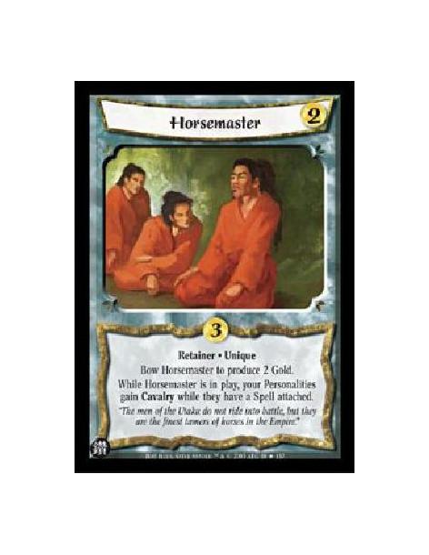 Horsemaster FOIL (German)  - Retainer · UniqueBow Horsemaster to produce 2 Gold.While Horsemaster is in play, your Personalities