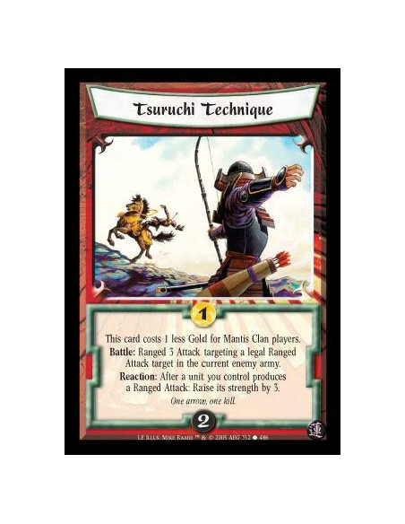 Tsuruchi Technique (Español)  - Battle: Each of your Personalities from your Faction in this battle gains +1F/+1C for each Perso