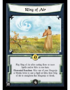 Ring of Air  - Play Ring of Air after casting three or more Spells and/or Kiho in one turn. Elemental Reaction: After one of you