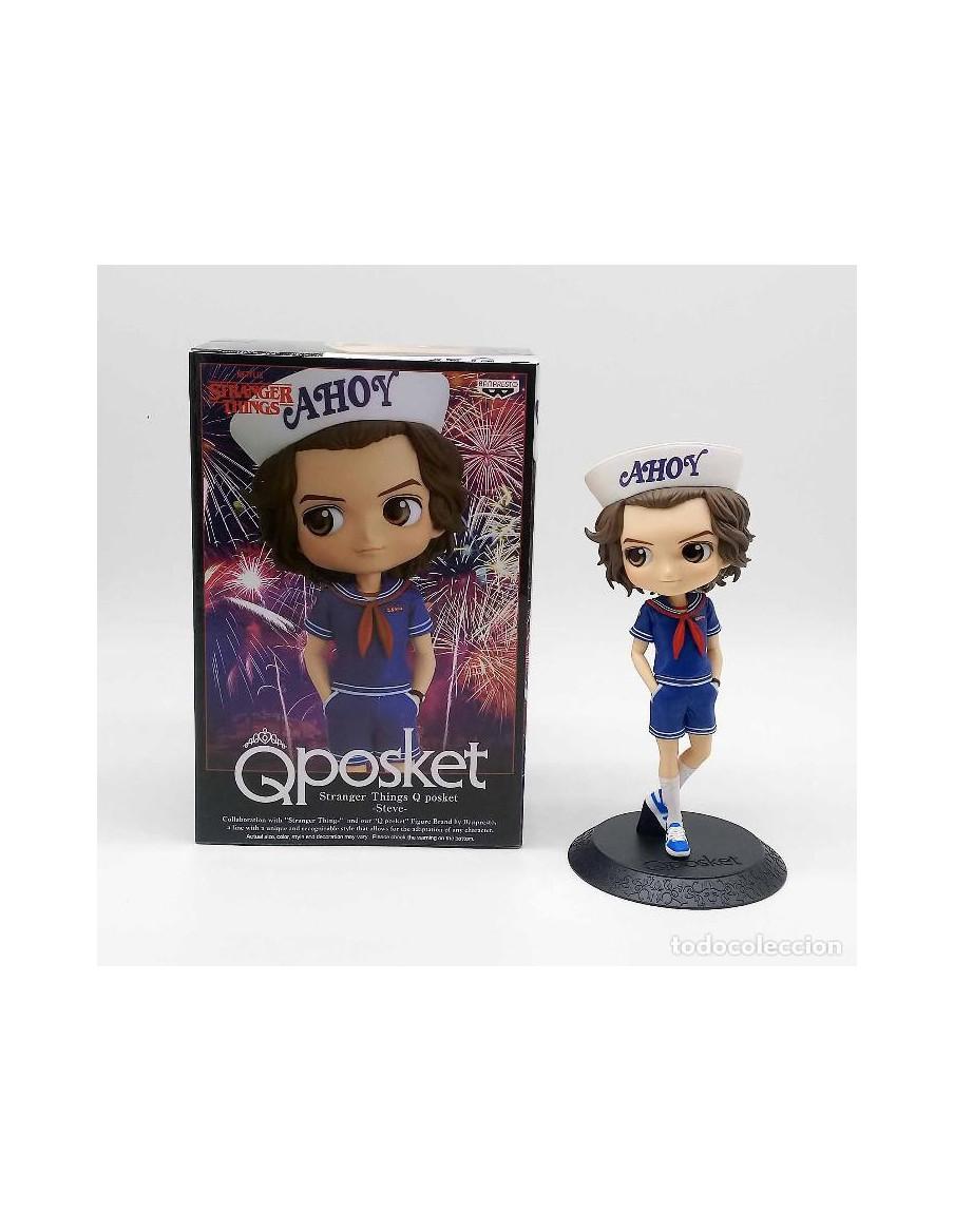 Figura QPosket Steve. Stranger Things  - Minifigura de la línea Q Posket del fabricante Banpresto. Tamaño 14 cm. Viene en una ca