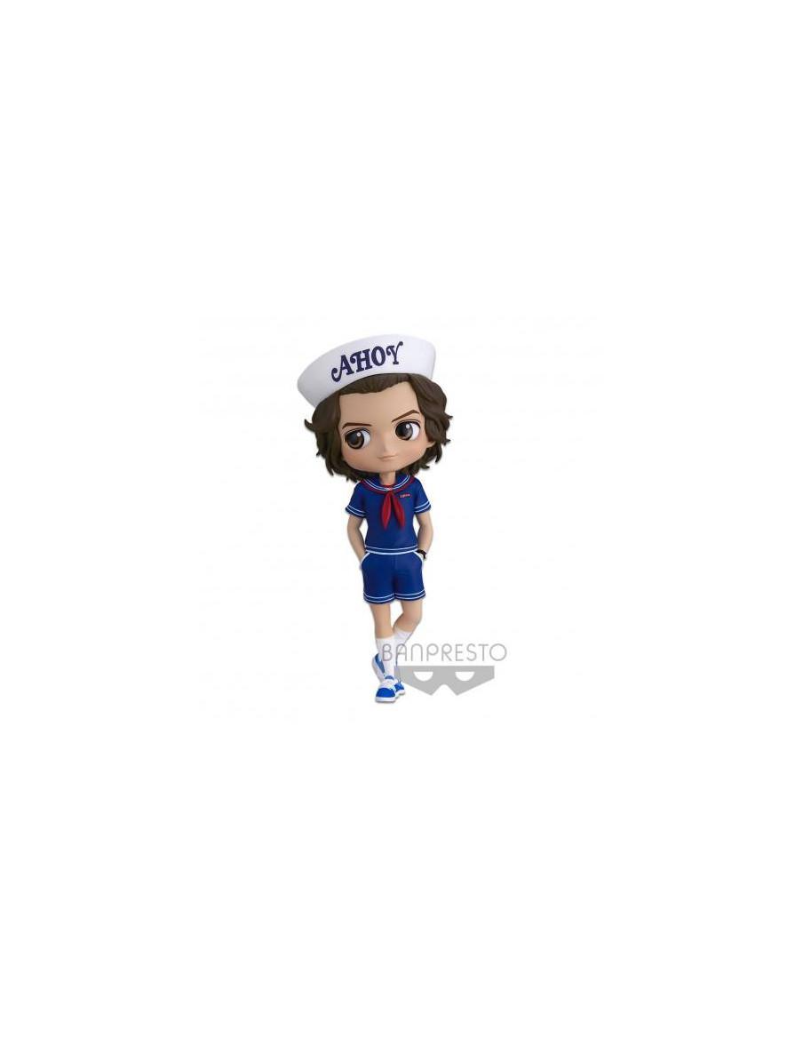 Figura QPosket Steve. Stranger Things  - Minifigura de la línea Q Posket del fabricante Banpresto. Tamaño 14 cm. Viene en una ca