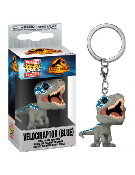 Keychain Pop Velociraptor Blue. Jurassic World Dominion
