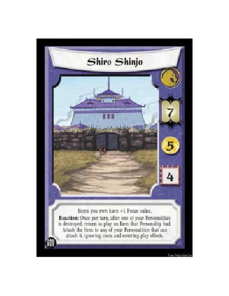 Shiro Shinjo  - Items you own have +1 Focus value. Reaction: Once per turn, after one of your Personalities is destroyed, return
