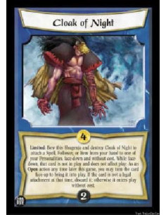 Cloak of Night FOIL  - Limited: Bow this Shugenja and destroy Cloak of Night to attach a Spell, Follower, or Item from your hand
