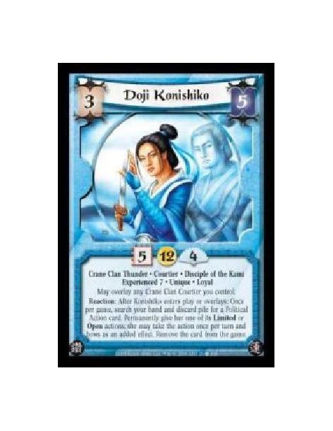 Doji Konishiko Exp7 (German)  - Crane Clan Thunder · Courtier · Disciple of the Kami · Experienced 7 · Unique · Loyal. May overl