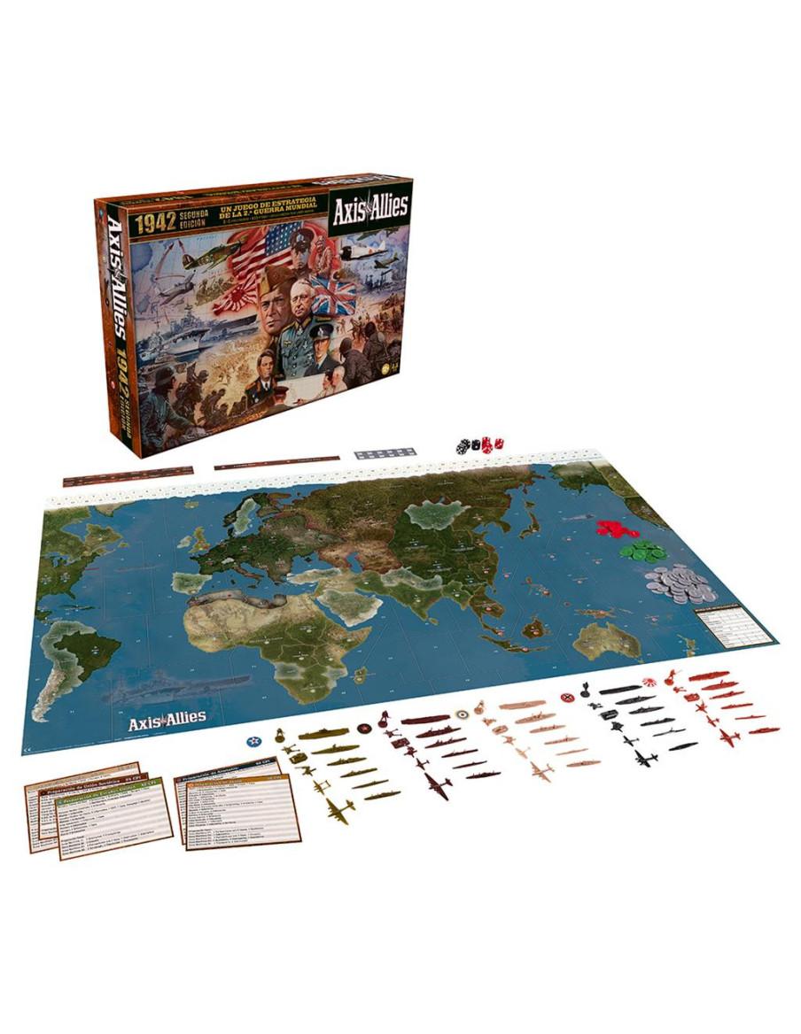 Axis and Allies 1942 2ª Edición  - CONTENIDO Tablero de 101 cm x 66 cm, 410 Piezas de Plástico, 12 Complejos Industriales, Marca