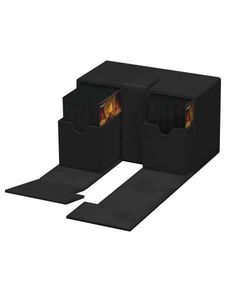 Twin Flip'n'Tray Deck Case 160+ Standard size XenoSkin Black Monocolor. Ultimate Guard