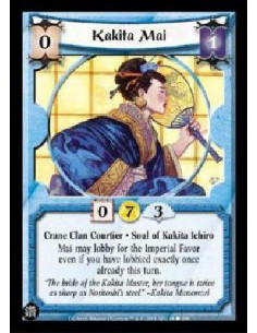 Kakita Mai  - Crane Clan Courtier . Soul of Kakita Ichiro Mai may lobby for the Imperial Favor even if you have lobbied exactly