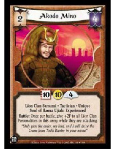Akodo Mino Exp FOIL  - Lion Clan Samurai. Tactician. Unique. Soul of Ikoma Ujiaki Experienced Battle: Once per battle, give +2F 
