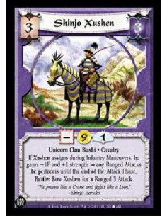 Shinjo Xushen - Unicorn Clan Bushi * Cavalry If Xushen assigns during Infantry Maneuvers, he gains +1F and +1 strength to any R