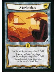 Marketplace  - Bow Marketplace to produce 2 Gold. If you are a Crane Clan player, bow Marketplace to produce 3 Gold.