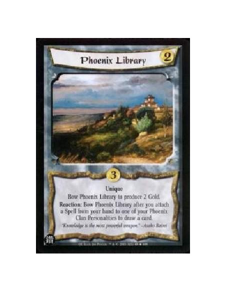 Phoenix Library FOIL  - Unique Bow Phoenix Library to produce 2 Gold. Reaction: Bow Phoenix Library after you attach a Spell fro
