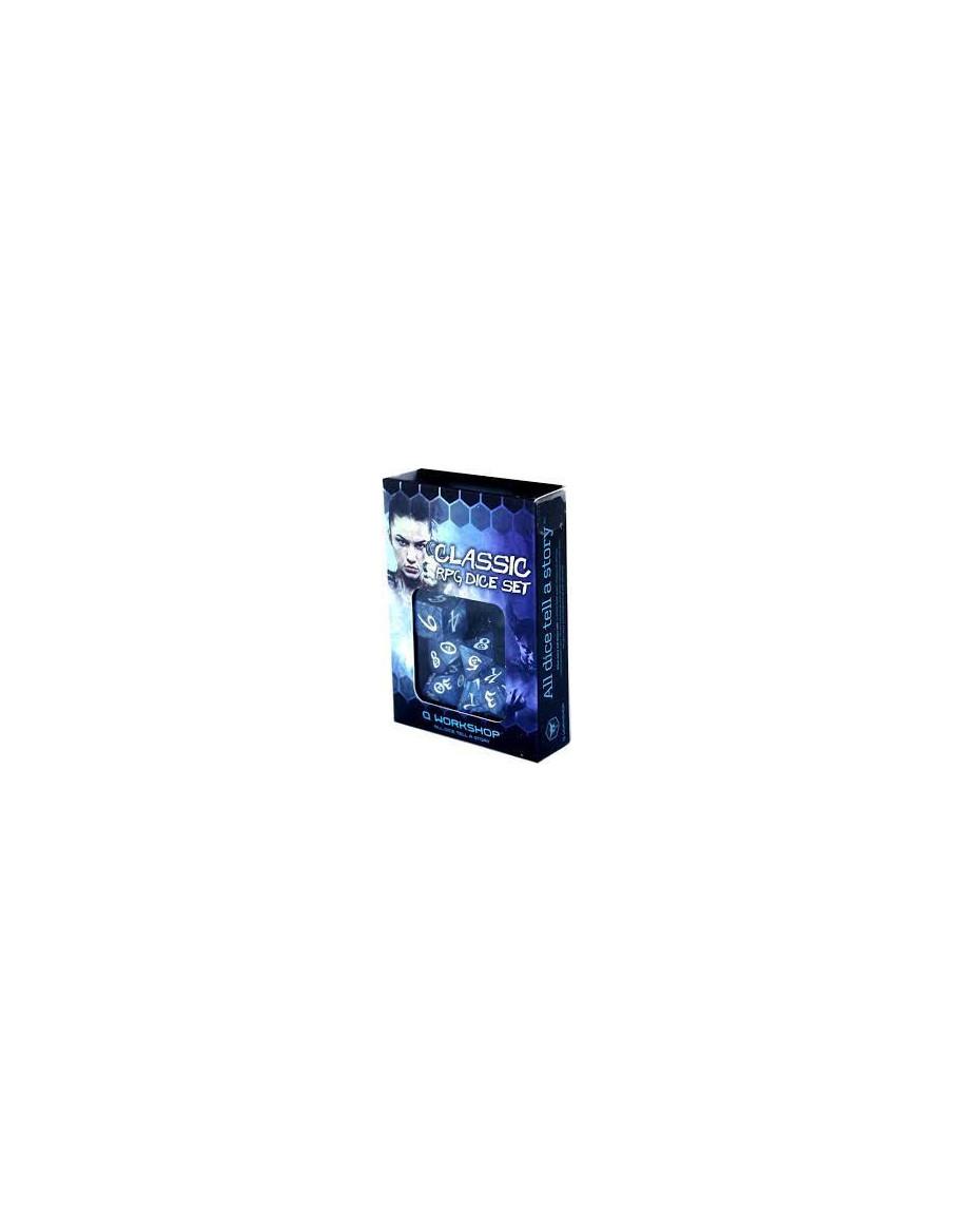 Set de Dados Clásico RPG Cobalto y Blanco (7 Dados)  - Incluye: D4, D6, D8, 2x D10, D12 y D20