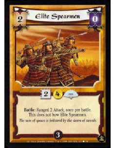 Elite Spearmen  - Battle: Once per battle, Elite Spearmen make a Ranged 2 Attack without bowing.