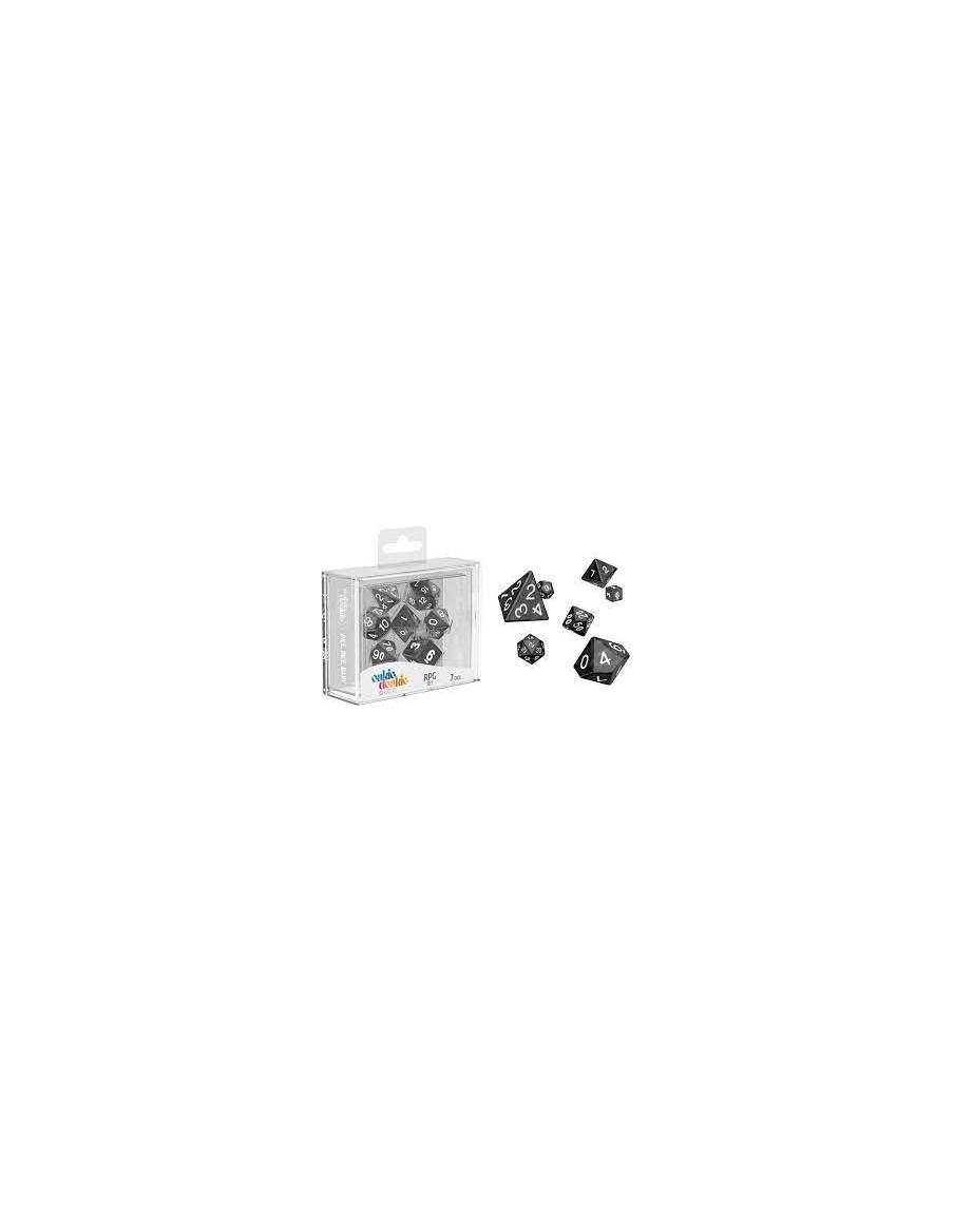 Set de dados negro Marble (7). Oakie Doakie  - El set contiene los siguientes dados: D4 D6 D8 D12 D20 D10 unidades D10 decenas
